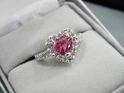 HeartShapedPinkSapphireandDiamondRing